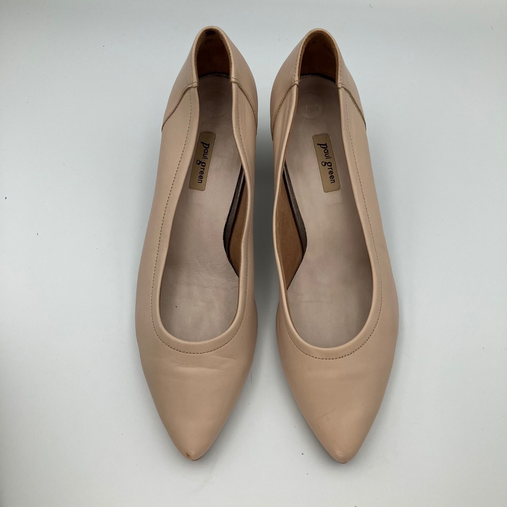 Paul Green Kami Womens Nude Leather Pointed Toe Block Heel Pumps Size 6 - Picture 4 of 11